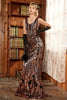Załaduj obraz do przeglądarki galerii, Syrena Ciemnoczerwona Długie Sukienka Lata 20 z Cekinami