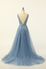 Załaduj obraz do przeglądarki galerii, Niebieska tiulowa sukienka na studniówkę z aplikacjami