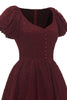 Załaduj obraz do przeglądarki galerii, Burgundia Bufiskowe Rękawy Sukienki Koronkowe