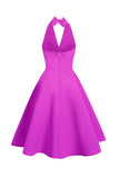 Fuchsia Halter Swing 1950s Sukienka