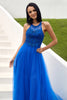 Załaduj obraz do przeglądarki galerii, Królewska Niebieska Tiulowe Sukienka Na Studniówkę z Aplikacjami