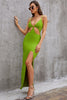 Załaduj obraz do przeglądarki galerii, Zielona Cienkich Ramiączkach Sukienki Na Impreze