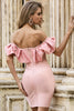 Załaduj obraz do przeglądarki galerii, Różowa Sukienka Koktajlowa z Falbanami