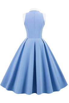 Niebieska Sukienka Vintage Lata 50