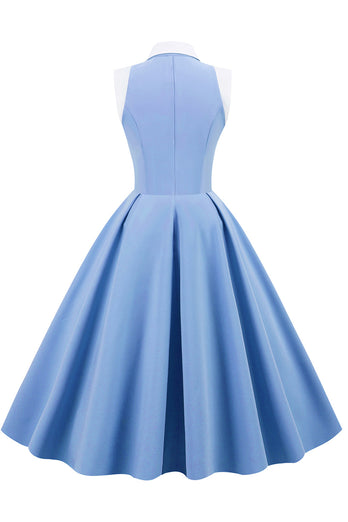 Niebieska Sukienka Vintage Lata 50