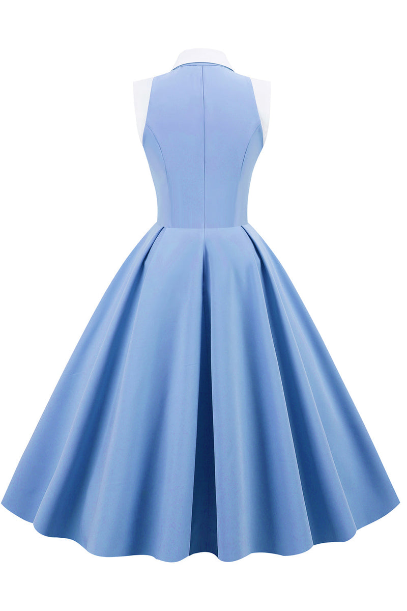 Załaduj obraz do przeglądarki galerii, Niebieska Sukienka Vintage Lata 50