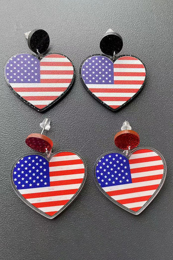 Kolczyki Serce z amerykańskiej flagi