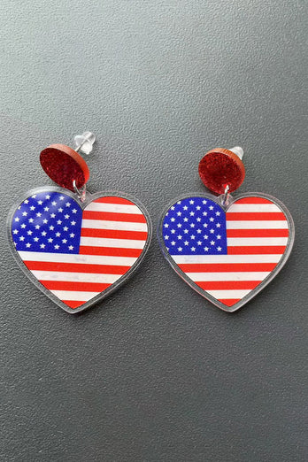 Kolczyki Serce z amerykańskiej flagi