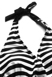 Czarny Halter Jednoczęściowe Stroje Kąpielowe Plus Size w Paski
