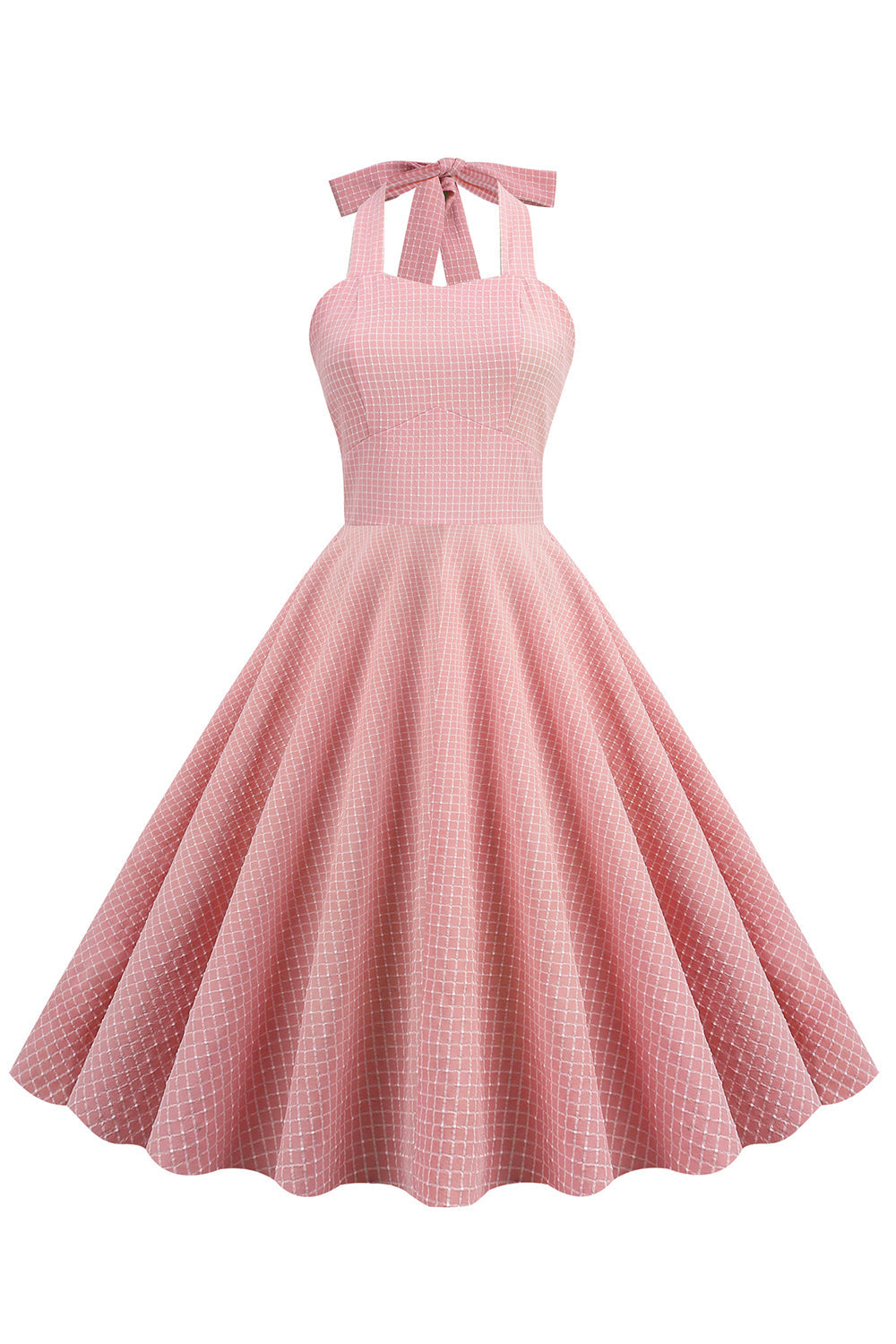 Różowa Sukienka Pin Up Lata 50 w Kratkę