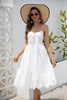 Załaduj obraz do przeglądarki galerii, Biała Cienkich Ramiączkach Sukienki Letnie z Kokarda