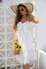 Załaduj obraz do przeglądarki galerii, Biała Cienkich Ramiączkach Sukienki Letnie z Kokarda