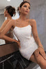Załaduj obraz do przeglądarki galerii, Biała Cekinowa Sukienka Koktajlowa Bez Pleców