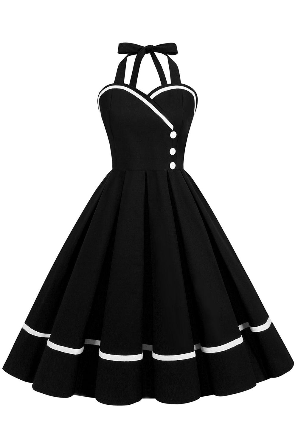 Czarna Sukienki Pin Up Lata 50 z Przycisk
