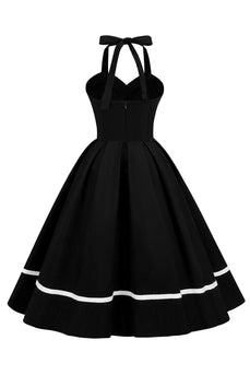 Czarna Sukienki Pin Up Lata 50 z Przycisk