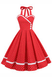 Czarna Sukienka Pin Up Lata 50 w Groszki
