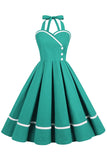 Czarna Sukienki Pin Up Lata 50 z Przycisk