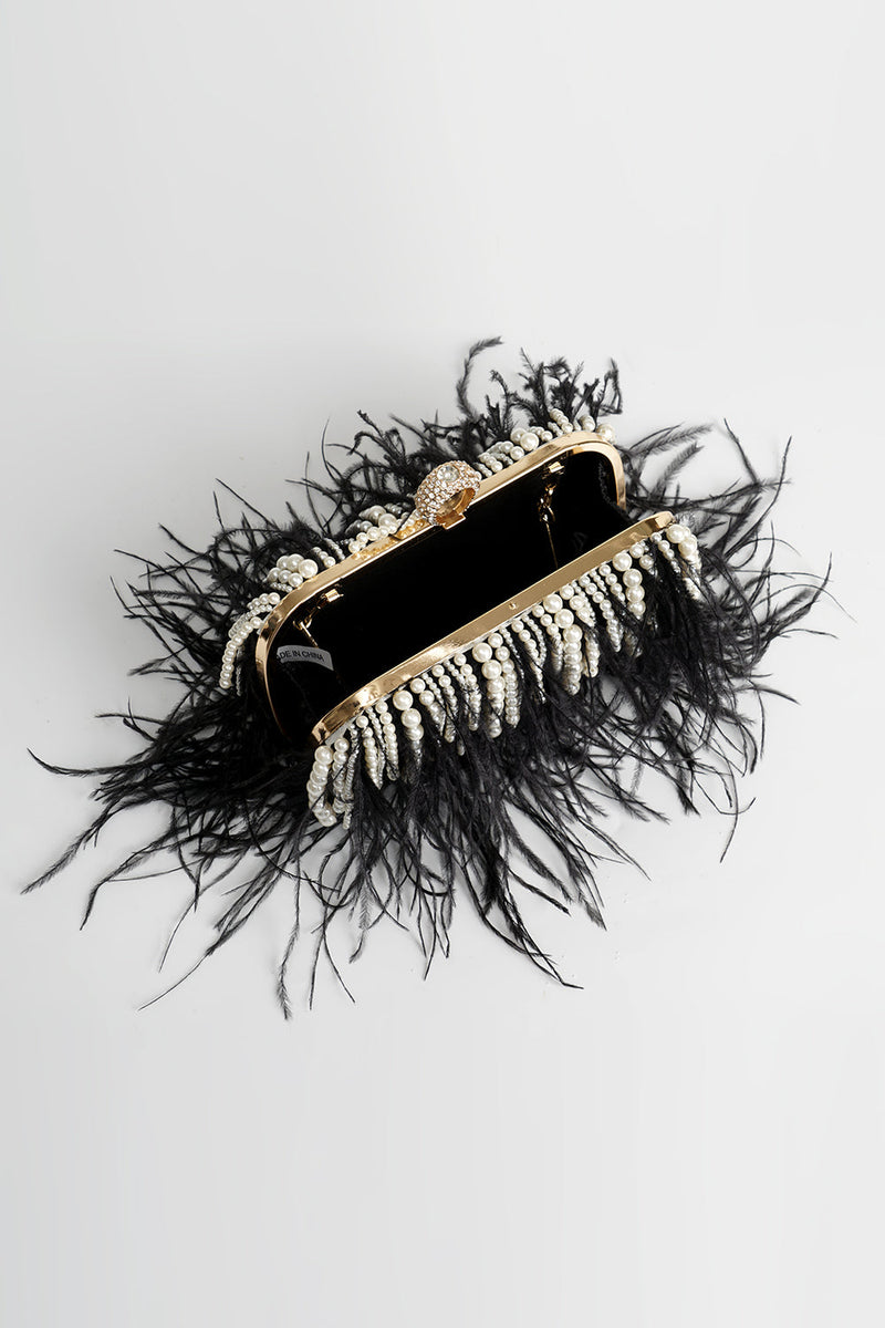 Załaduj obraz do przeglądarki galerii, Vintage Ostrich Feather Blush Evening Bag