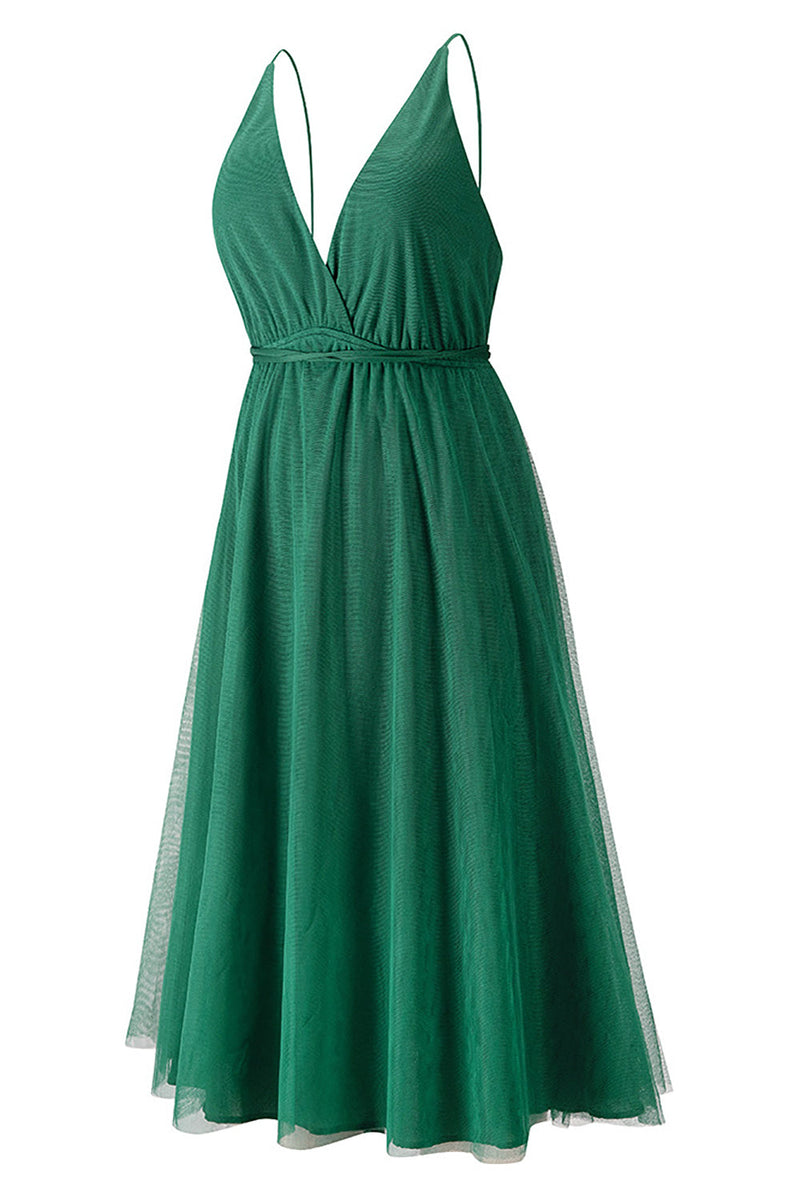 Załaduj obraz do przeglądarki galerii, Zielona Sukienki Na Impreze Dekoltem w Serek