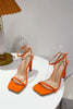 Załaduj obraz do przeglądarki galerii, Pomarańczowa Paski Sandały Wysokie Obcasy