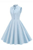 Załaduj obraz do przeglądarki galerii, Jasnoniebieski Sukienka Pin Up Lata 50 z Kokardki
