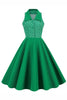 Załaduj obraz do przeglądarki galerii, Zielona Sukienki Pin Up Lata 50 w Groszki