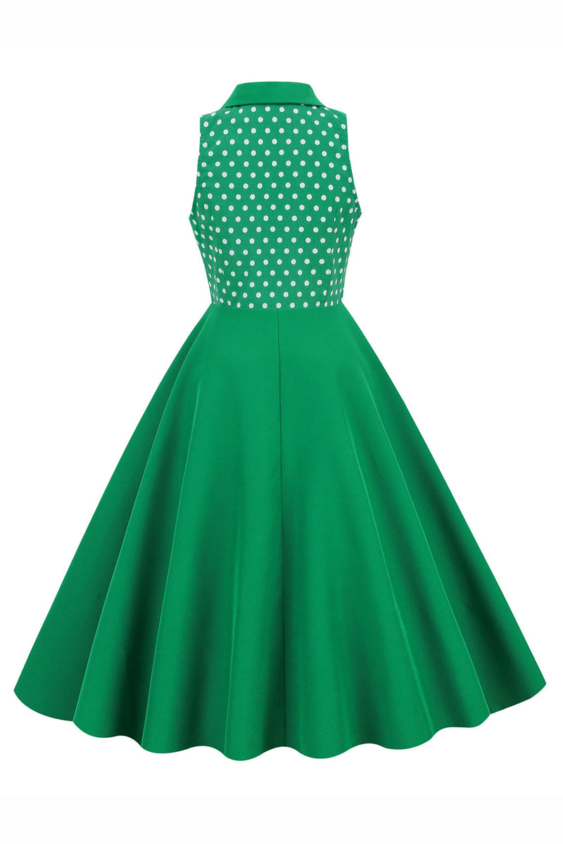 Załaduj obraz do przeglądarki galerii, Zielona Sukienki Pin Up Lata 50 w Groszki