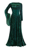 Załaduj obraz do przeglądarki galerii, Zielona Aksamitna Sukienka Plus Size Na Impreze z Długim Rękawem