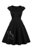 Czarna sznurowana sukienka Halloween w stylu vintage