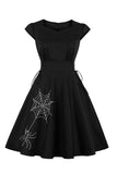 Czarna sznurowana sukienka Halloween w stylu vintage