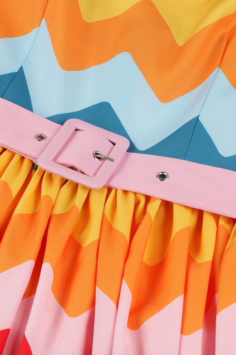 Wave Printed Spaghetti Straps Vintage Sukienka