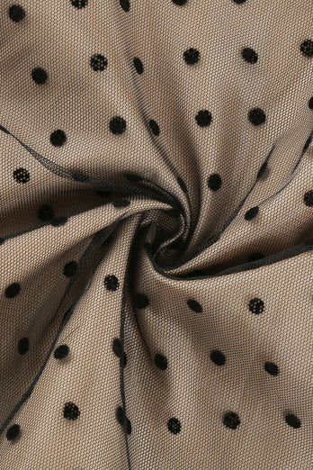 Black Off the Shoulder Polka Dots 1950s Sukienka