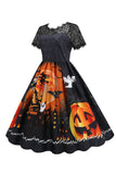 Koronkowa sukienka z krótkim rękawem Halloween Retro Dress