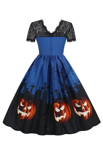 Koronkowa sukienka z krótkim rękawem Halloween Retro Dress