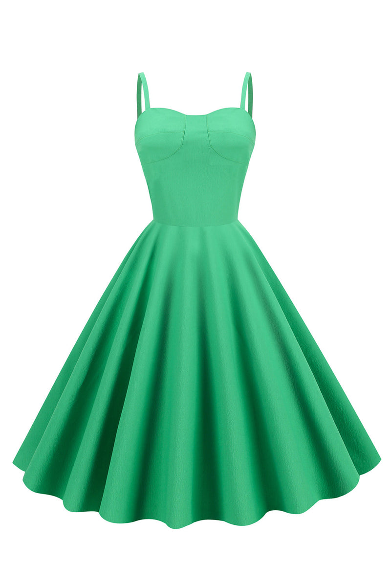 Załaduj obraz do przeglądarki galerii, Zielone paski spaghetti 1950s Sukienka