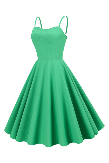 Zielone paski spaghetti 1950s Sukienka