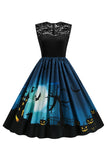 Jewel Neck Halloween Vintage Sukienka