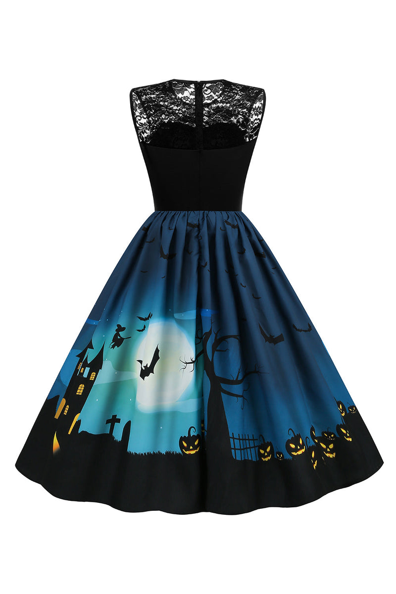 Załaduj obraz do przeglądarki galerii, Jewel Neck Halloween Vintage Sukienka