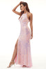 Załaduj obraz do przeglądarki galerii, Cekinowa sukienka halter Long Prom Dress z rozcięciem