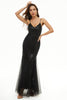 Załaduj obraz do przeglądarki galerii, Czarna cekinowa sukienka spaghetti z ramiączkami Sheath Prom Dress