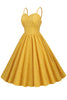 Załaduj obraz do przeglądarki galerii, Hepburn Retro High Waist Żółta sukienka z 1950 roku