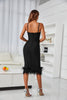 Załaduj obraz do przeglądarki galerii, Czarna sukienka midi bodycon z piórami