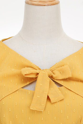 Fałszywa dwuczęściowa ażurowa bluza bufiasta Vintage sukienka