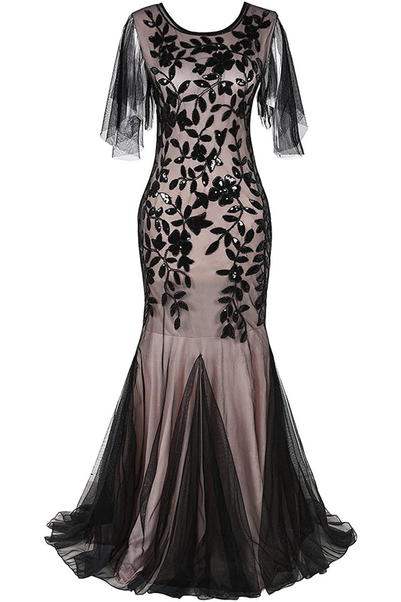 Załaduj obraz do przeglądarki galerii, Plus Size Długa Cekinowa Sukienka Lata 20