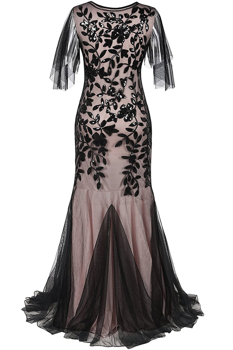 Załaduj obraz do przeglądarki galerii, Plus Size Długa Cekinowa Sukienka Lata 20