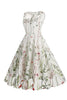 Załaduj obraz do przeglądarki galerii, Klejnotowa Szyja Jasny Khaki Sukienki Vintage z Haftem