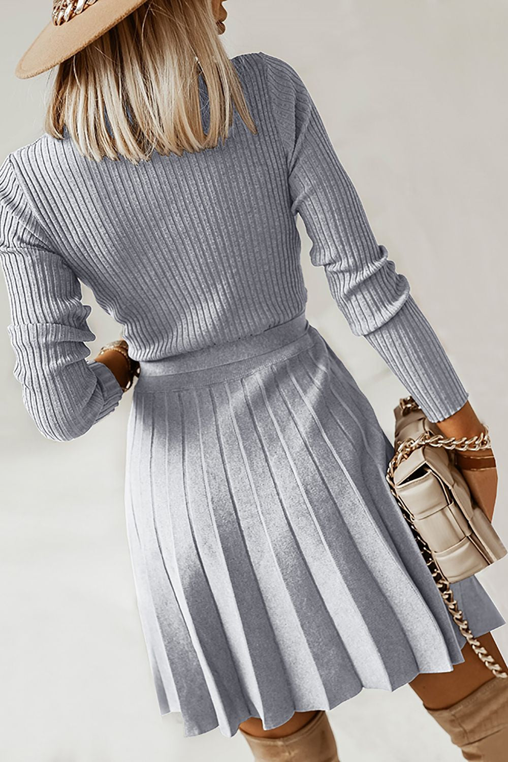 Sweter z długim rękawem Casual Dress z falbanami