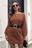 Coffee Mini Knitted Sweater Dress (Pasek nie jest wliczony w cenę)