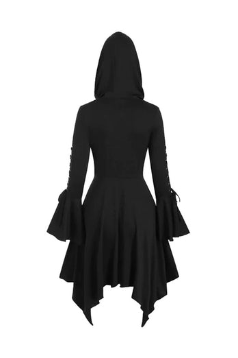 Czarna sukienka z długim rękawem Sznurowana sukienka na Halloween
