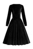 Załaduj obraz do przeglądarki galerii, Czarna Sukienka Z Długim Rękawem Velvet Vintage